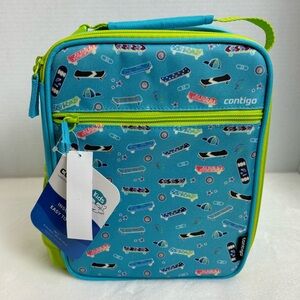 NWT Contigo Blue & Lime Insulated Easy To Clean Kids Skateboard Lunchbox